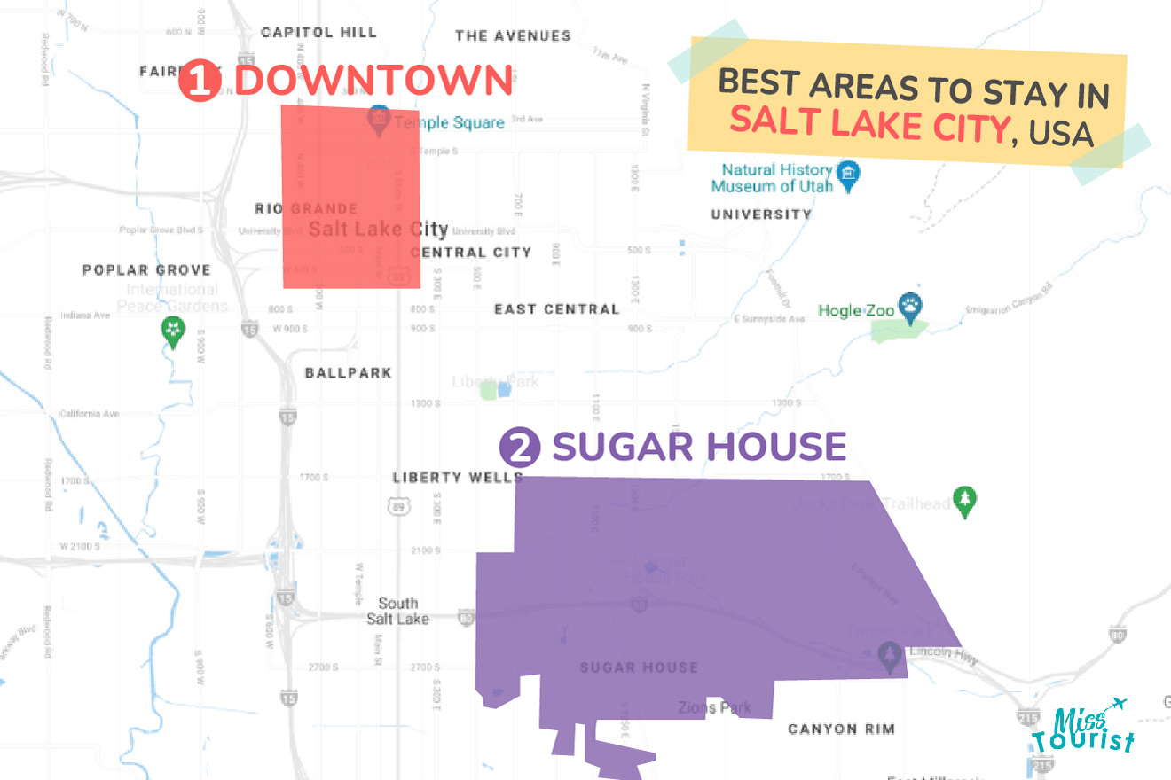 Map of best places to stay Salt Lake City